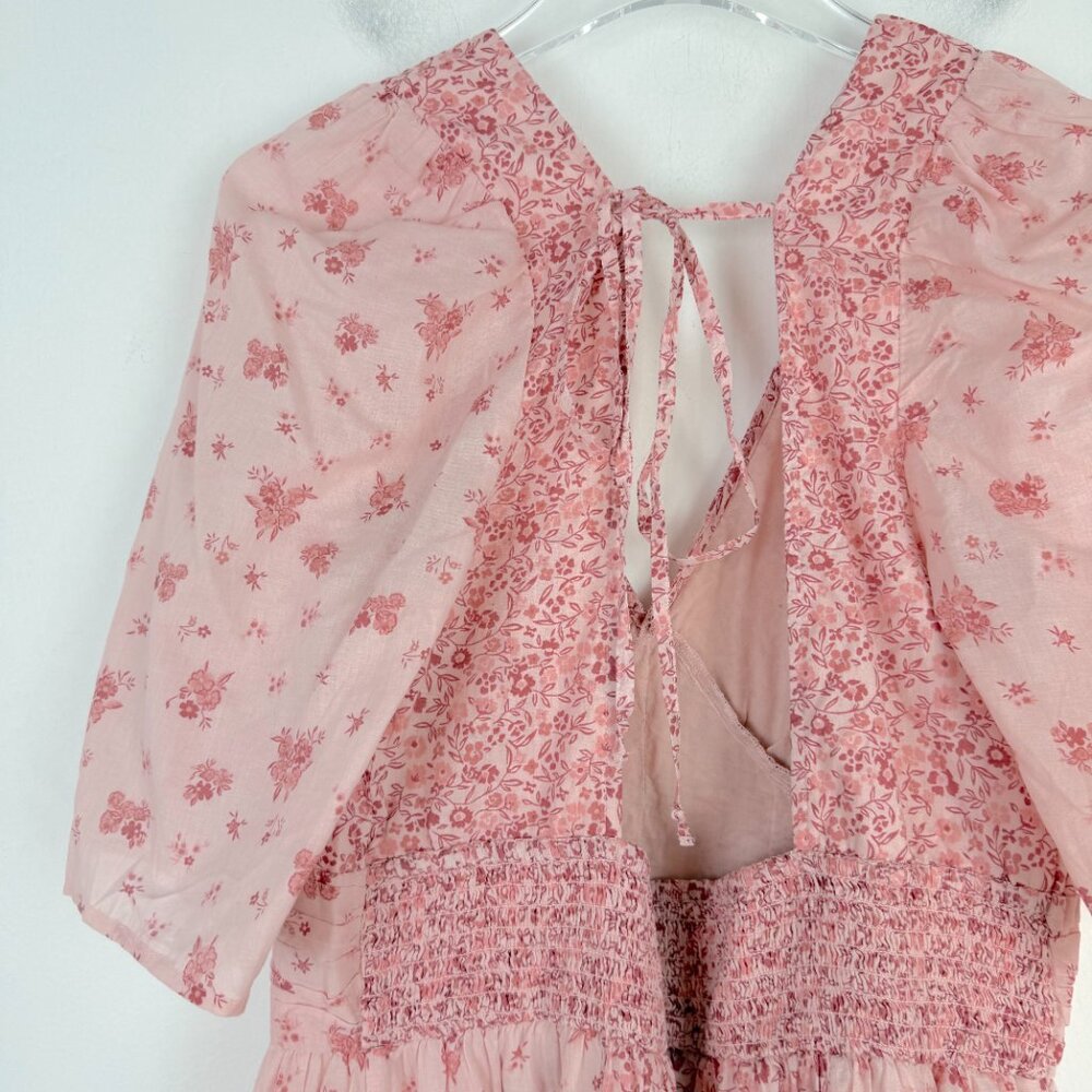 NWT American Eagle Romantic Floral Print Tiered Mini Dress Pink Size XL NEW - Picture 7 of 11